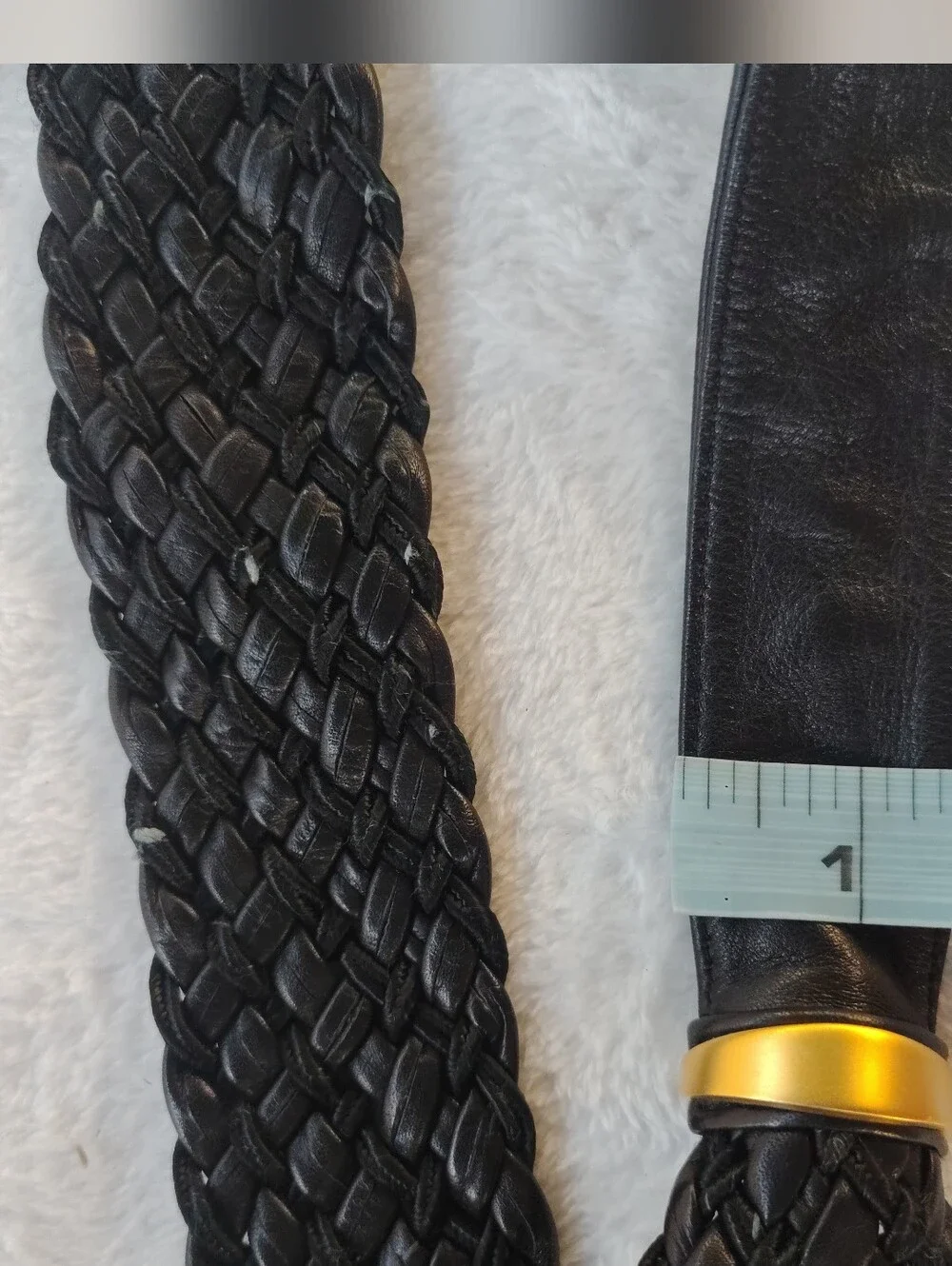 Black Braided Stretch Belt with Gold Accents - Women Accessories